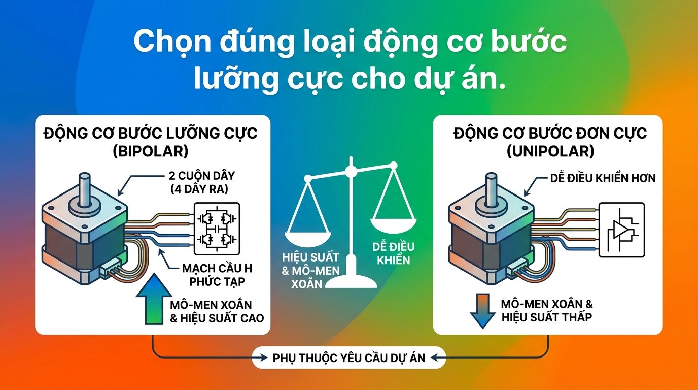 Chọn đúng loại động cơ bước lưỡng cực cho dự án.