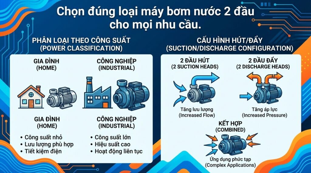 Chọn đúng loại máy bơm nước 2 đầu cho mọi nhu cầu.