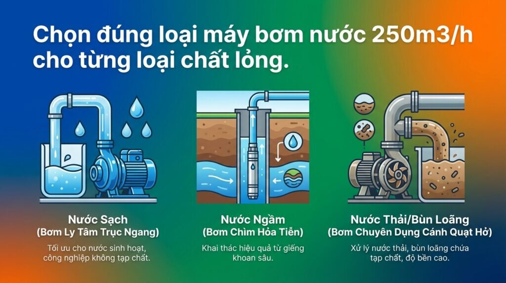 Chọn đúng loại máy bơm nước 250m3/h cho từng loại chất lỏng.