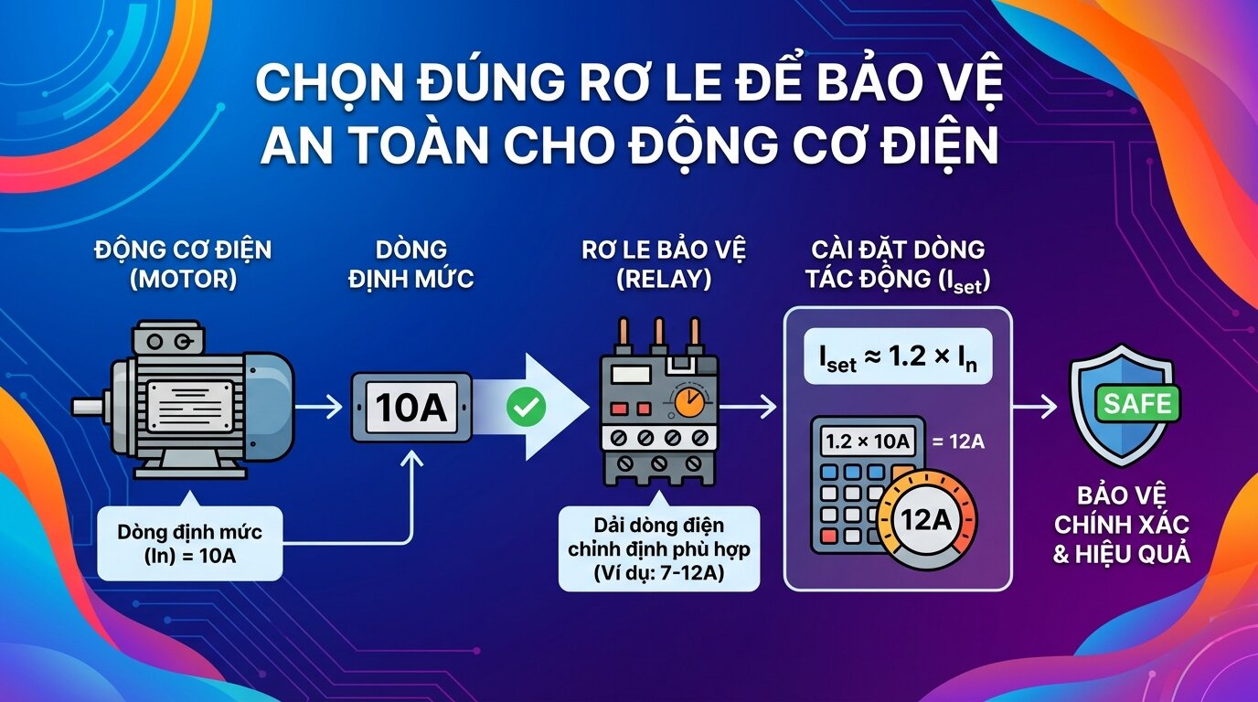 Chọn đúng rơ le để bảo vệ an toàn cho động cơ điện.