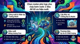 Chọn motor phù hợp cho máy bơm nước 2 đầu để tối ưu hiệu suất.