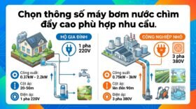 Chọn thông số máy bơm nước chìm đẩy cao phù hợp nhu cầu.