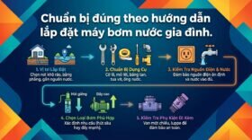 Chuẩn bị đúng theo hướng dẫn lắp đặt máy bơm nước gia đình.