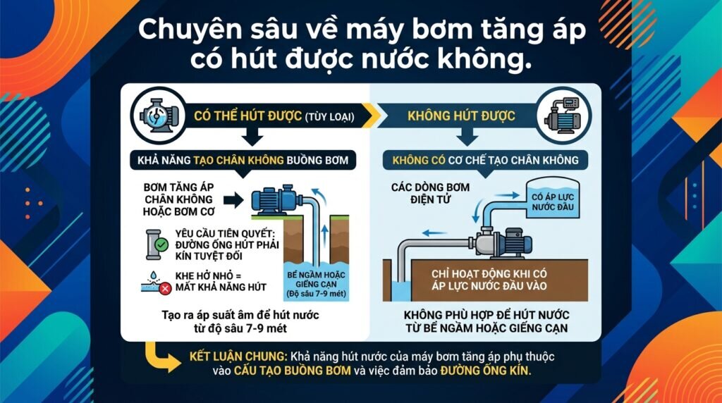 Chuyên sâu về máy bơm tăng áp có hút được nước không.