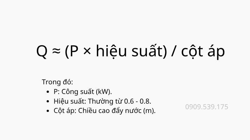 Công thức tính luu lương nước máy bơm