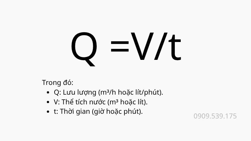 Công thức tính lưu lương nước theo thể tích và thời gian
