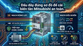 Đấu dây đúng sơ đồ để cài biến tần Mitsubishi an toàn.