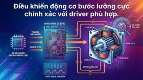 Điều khiển động cơ bước lưỡng cực chính xác với driver phù hợp.
