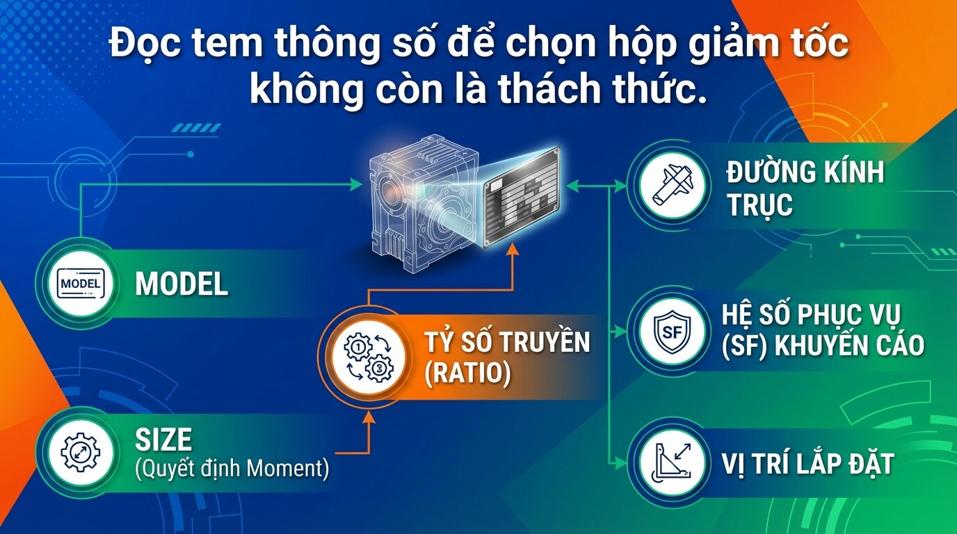 Đọc tem thông số để chọn hộp giảm tốc không còn là thách thức.