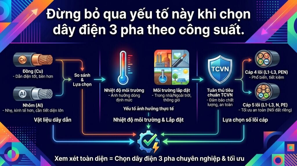 Đừng bỏ qua yếu tố này khi chọn dây điện 3 pha theo công suất.