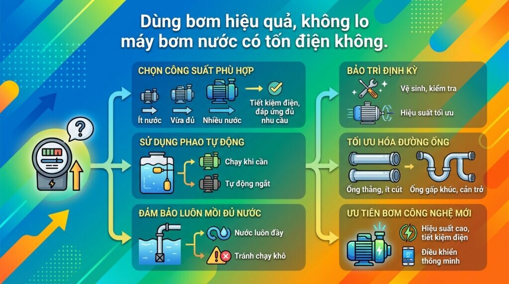 Dùng bơm hiệu quả, không lo máy bơm nước có tốn điện không.