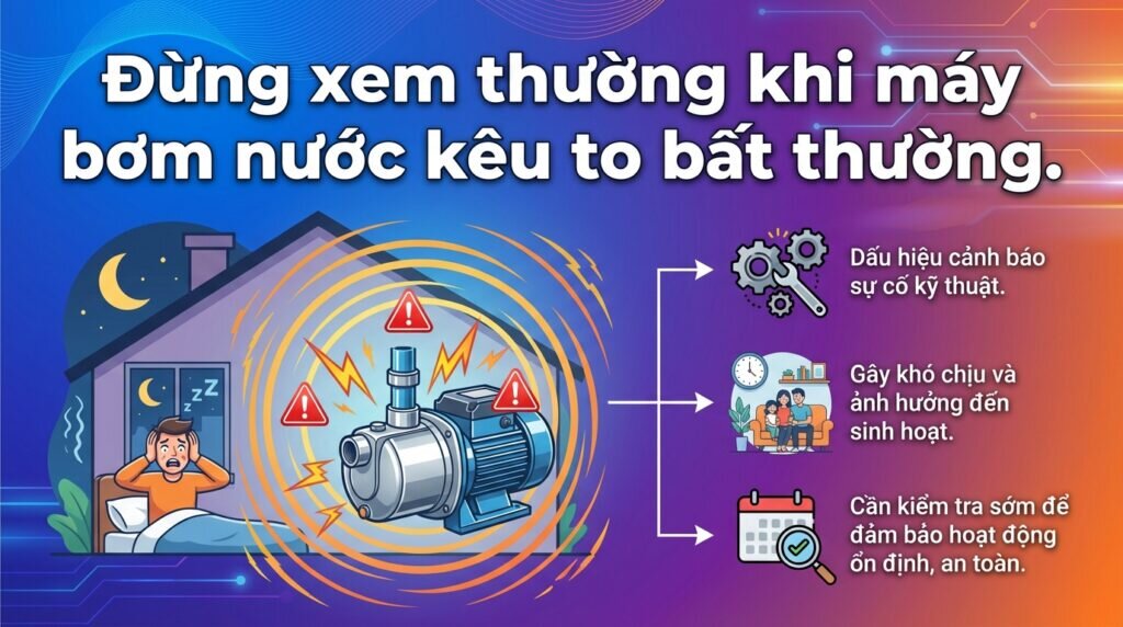 Đừng xem thường khi máy bơm nước kêu to bất thường.
