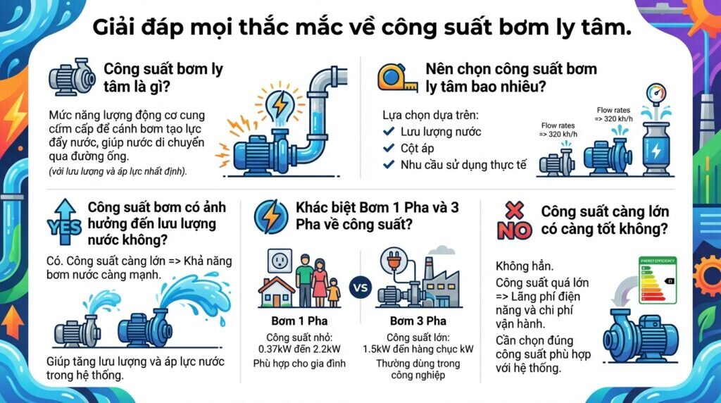 Giải đáp mọi thắc mắc về công suất bơm ly tâm.
