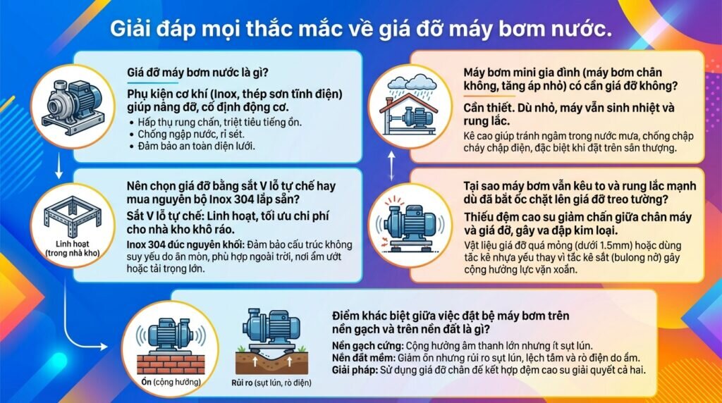 Giải đáp mọi thắc mắc về giá đỡ máy bơm nước.