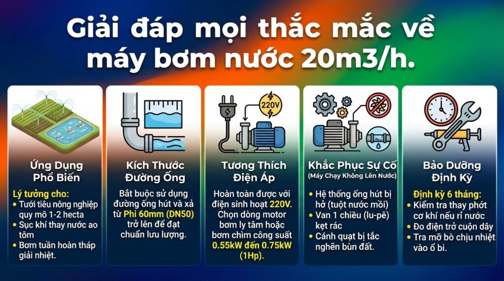 Giải đáp mọi thắc mắc về máy bơm nước 20m3/h.