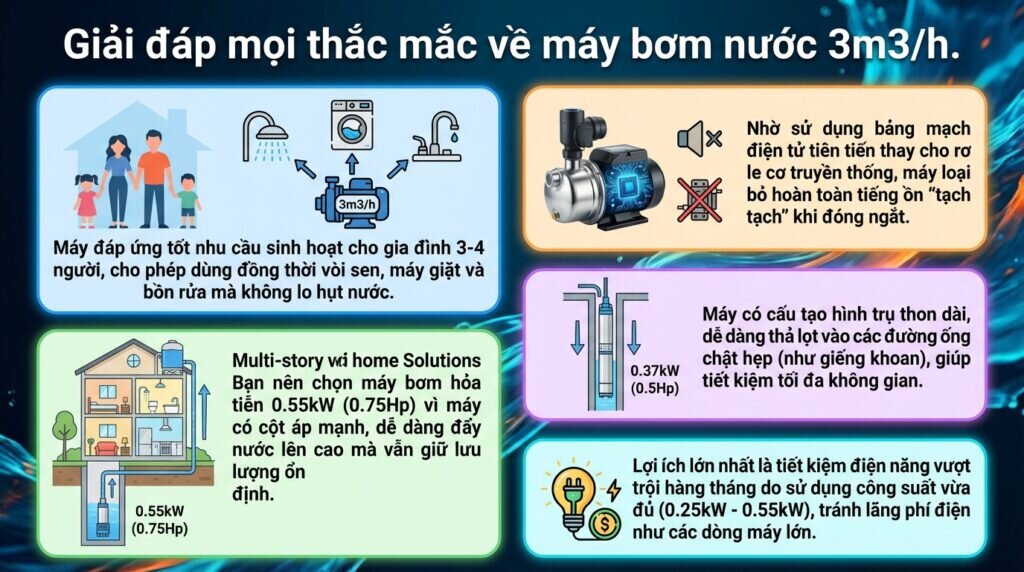 Giải đáp mọi thắc mắc về máy bơm nước 3m3/h.