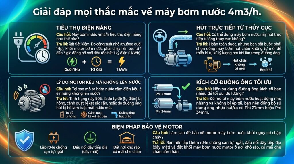 Giải đáp mọi thắc mắc về máy bơm nước 4m3/h.