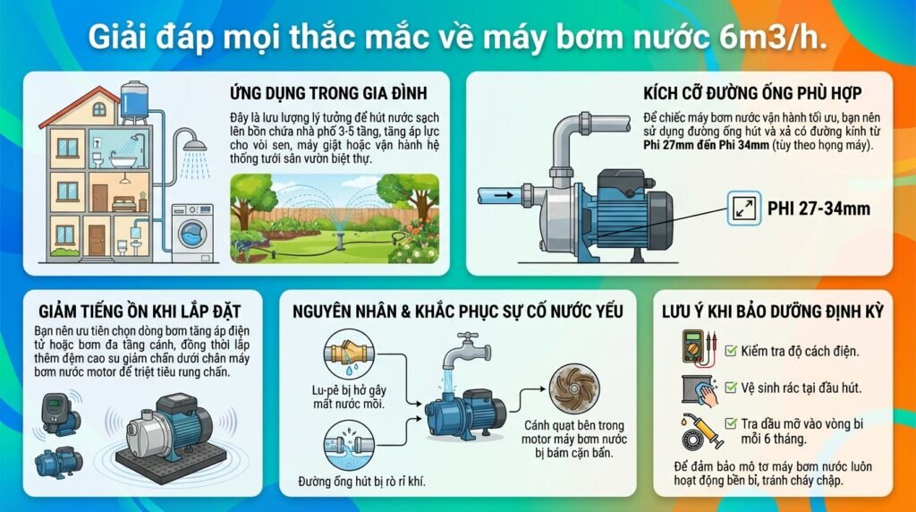 Giải đáp mọi thắc mắc về máy bơm nước 6m3/h.