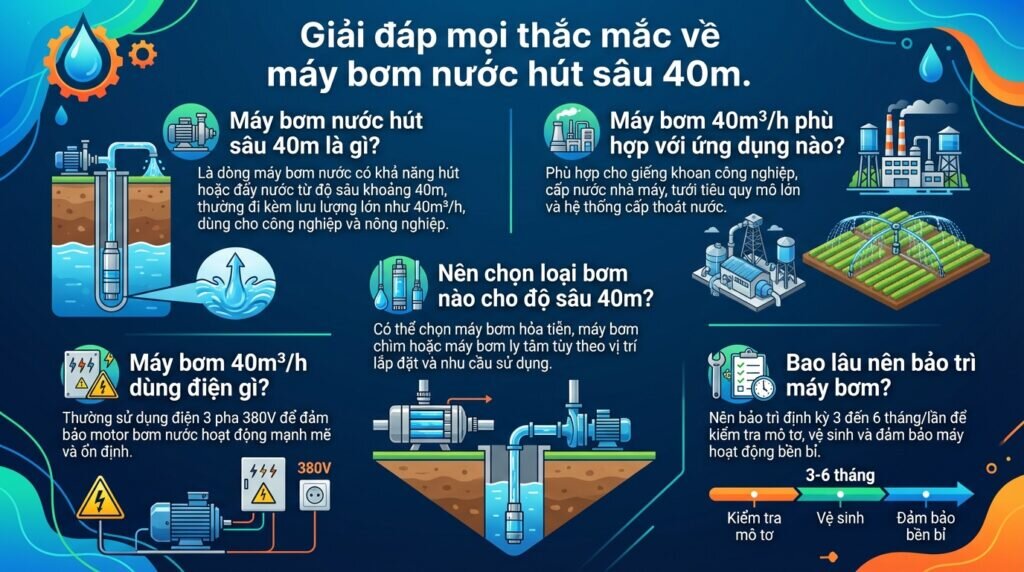 Giải đáp mọi thắc mắc về máy bơm nước hút sâu 40m.