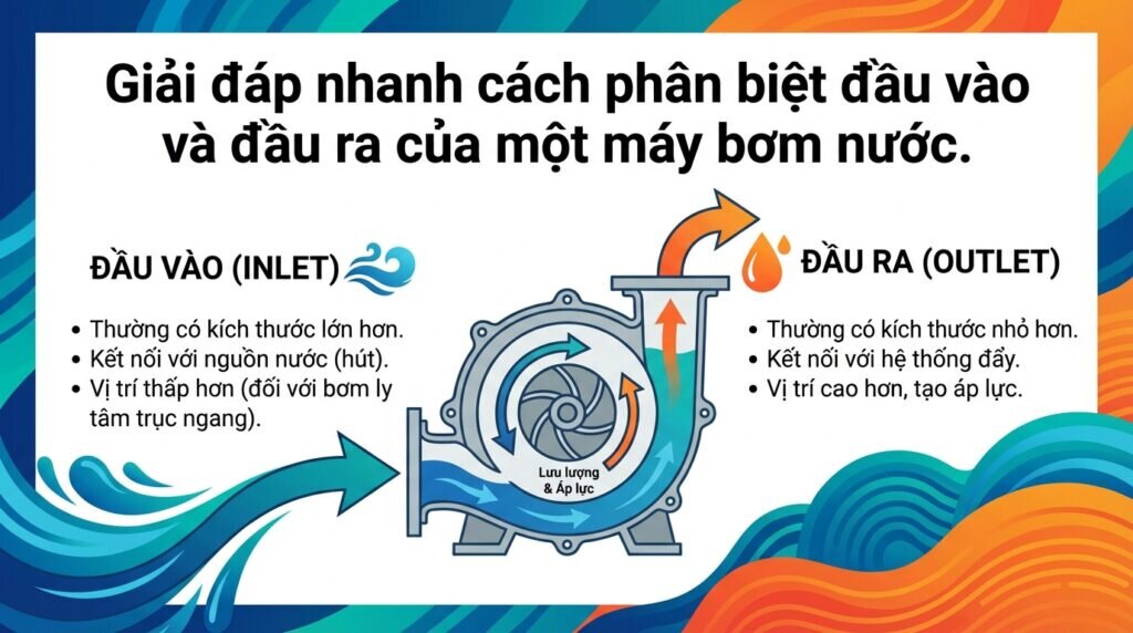 Giải đáp nhanh cách phân biệt đầu vào và đầu ra của một máy bơm nước.