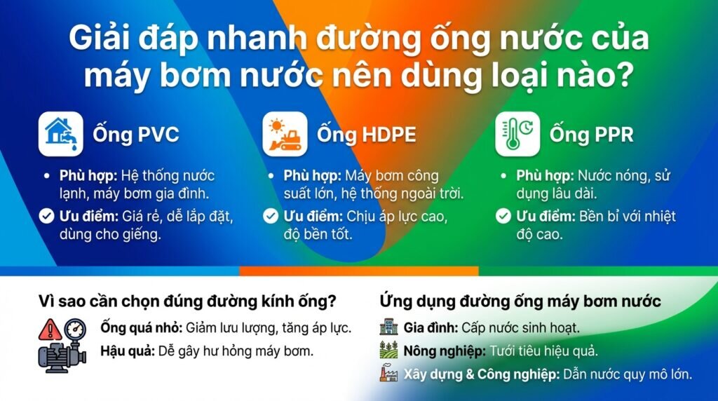 Giải đáp nhanh đường ống nước của máy bơm nước nên dùng loại nào?