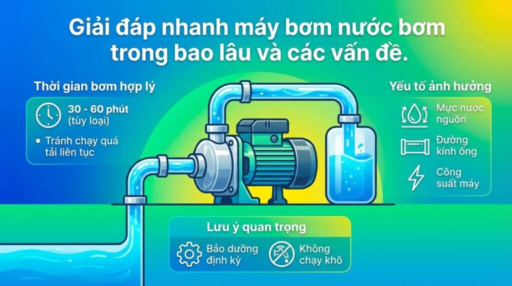 Giải đáp nhanh máy bơm nước bơm trong bao lâu và các vấn đề.