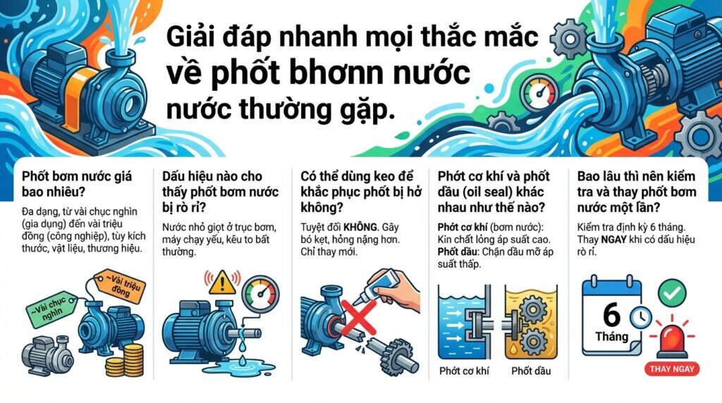 Giải đáp nhanh mọi thắc mắc về phốt bơm nước thường gặp.