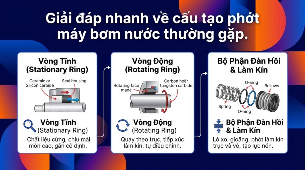 Giải đáp nhanh về cấu tạo phớt máy bơm nước thường gặp.