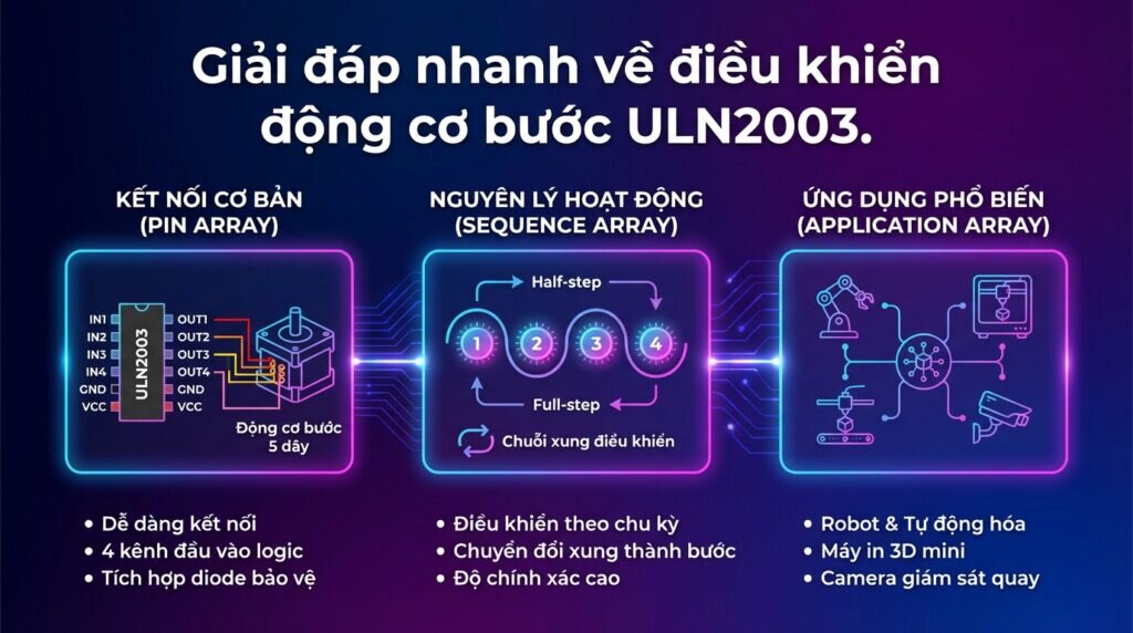 Giải đáp nhanh về điều khiển động cơ bước ULN2003.
