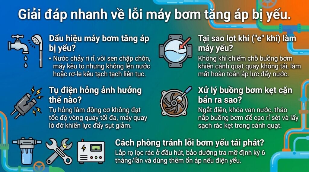 Giải đáp nhanh về lỗi máy bơm tăng áp bị yếu.
