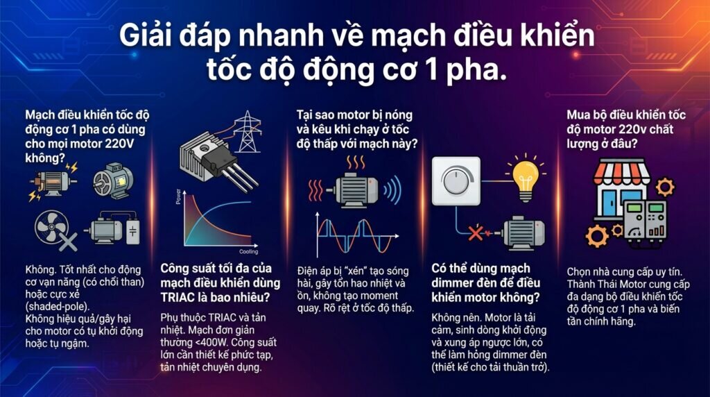 Giải đáp nhanh về mạch điều khiển tốc độ động cơ 1 pha.