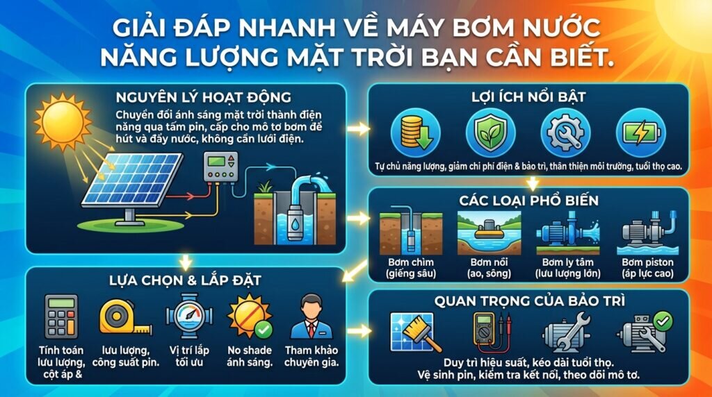 Giải đáp nhanh về máy bơm nước năng lượng mặt trời bạn cần biết.