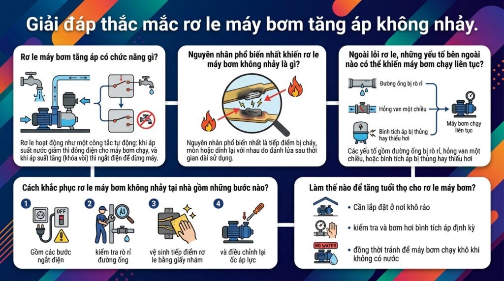 Giải đáp thắc mắc rơ le máy bơm tăng áp không nhảy.