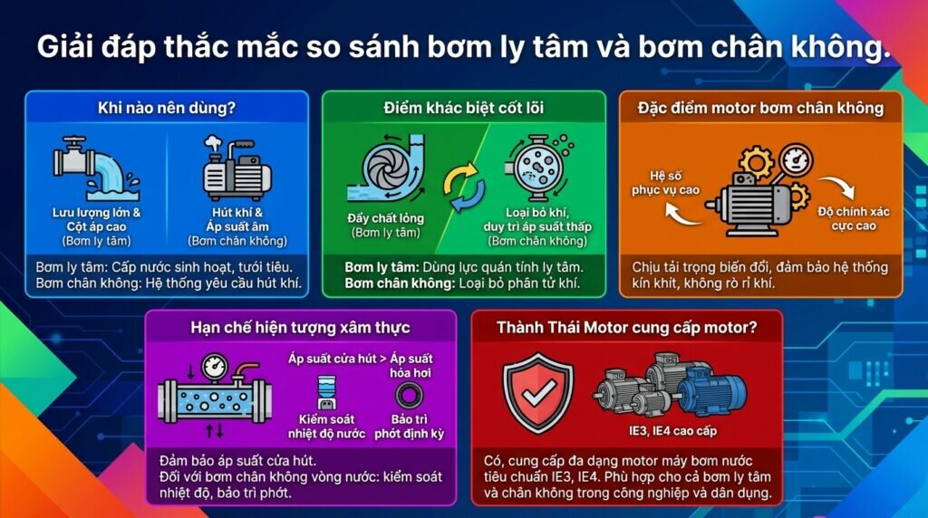 Giải đáp thắc mắc so sánh bơm ly tâm và bơm chân không.