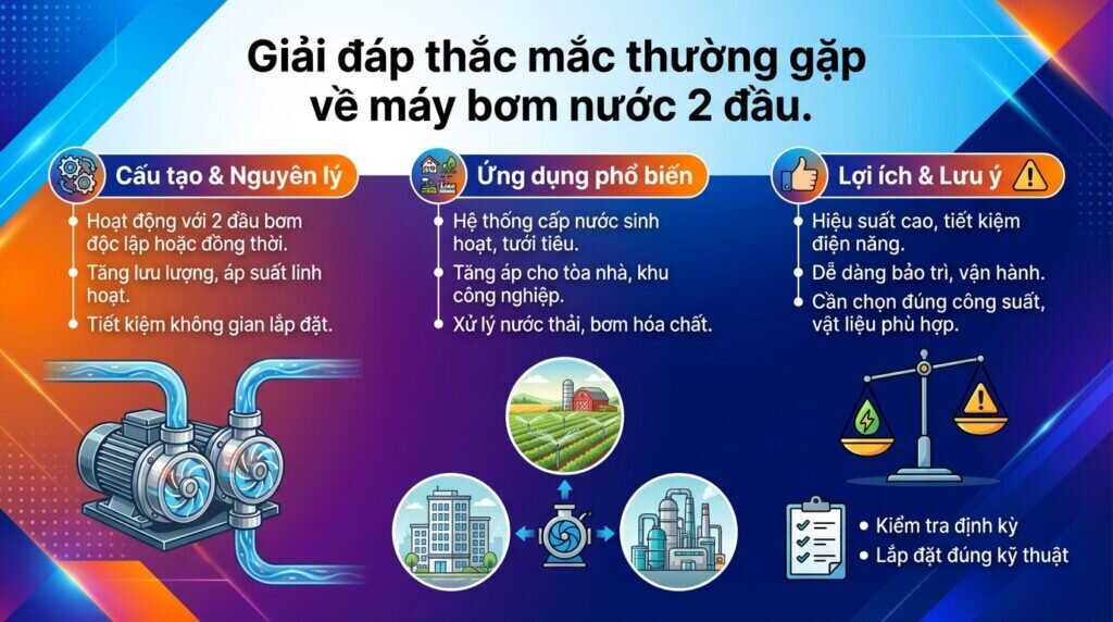Giải đáp thắc mắc thường gặp về máy bơm nước 2 đầu.