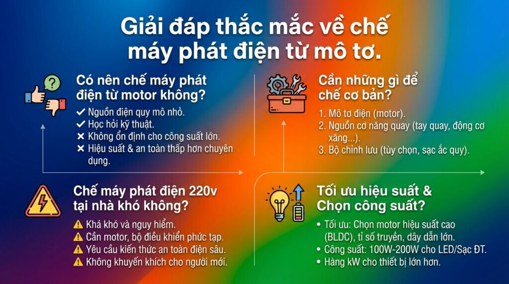 Giải đáp thắc mắc về chế máy phát điện từ mô tơ.