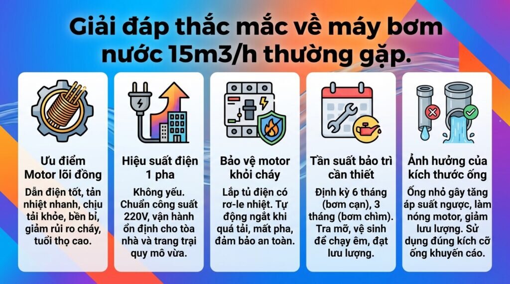 Giải đáp thắc mắc về máy bơm nước 15m3/h thường gặp.
