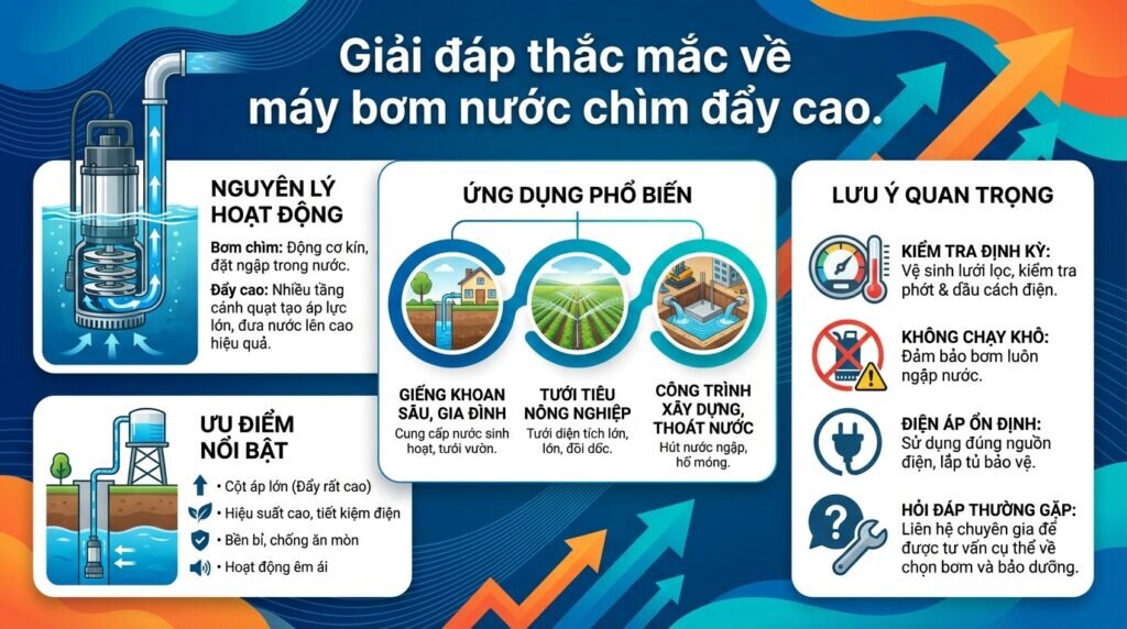 Giải đáp thắc mắc về máy bơm nước chìm đẩy cao.
