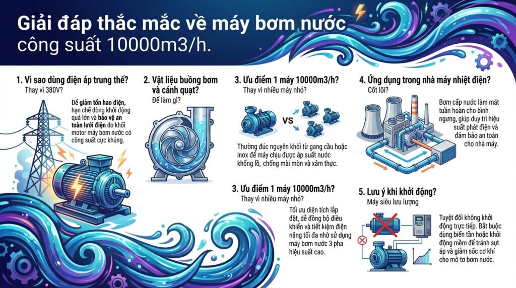 Giải đáp thắc mắc về máy bơm nước công suất 10000m3/h.