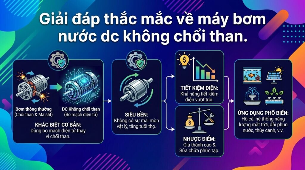 Giải đáp thắc mắc về máy bơm nước dc không chổi than.