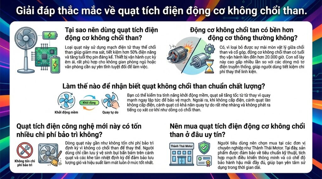 Giải đáp thắc mắc về quạt tích điện động cơ không chổi than.