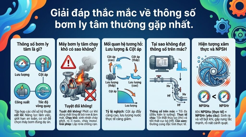 Giải đáp thắc mắc về thông số bơm ly tâm thường gặp nhất.