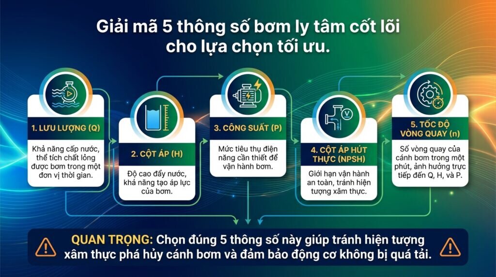 Giải mã 5 thông số bơm ly tâm cốt lõi cho lựa chọn tối ưu.