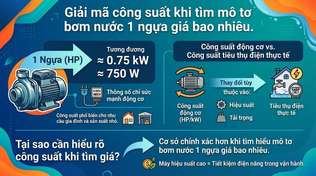 Giải mã công suất khi tìm mô tơ bơm nước 1 ngựa giá bao nhiêu.