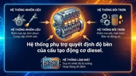 Hệ thống phụ trợ quyết định độ bền của cấu tạo động cơ diesel.