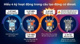 Hiểu 4 kỳ hoạt động trong cấu tạo động cơ diesel.