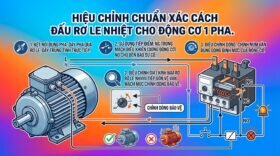 Hiệu chỉnh chuẩn xác cách đấu rơ le nhiệt cho động cơ 1 pha.