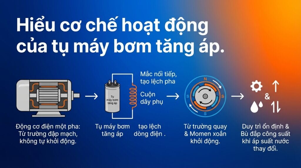 Hiểu cơ chế hoạt động của tụ máy bơm tăng áp.