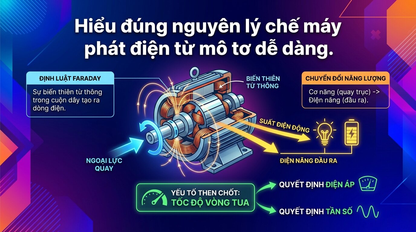 Hiểu đúng nguyên lý chế máy phát điện từ mô tơ dễ dàng.