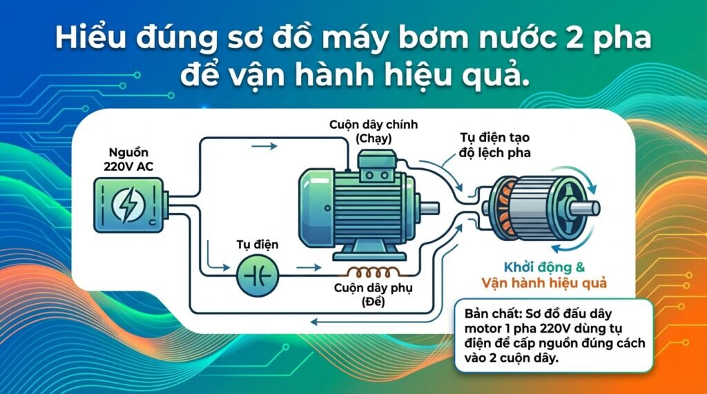 Hiểu đúng sơ đồ máy bơm nước 2 pha để vận hành hiệu quả.